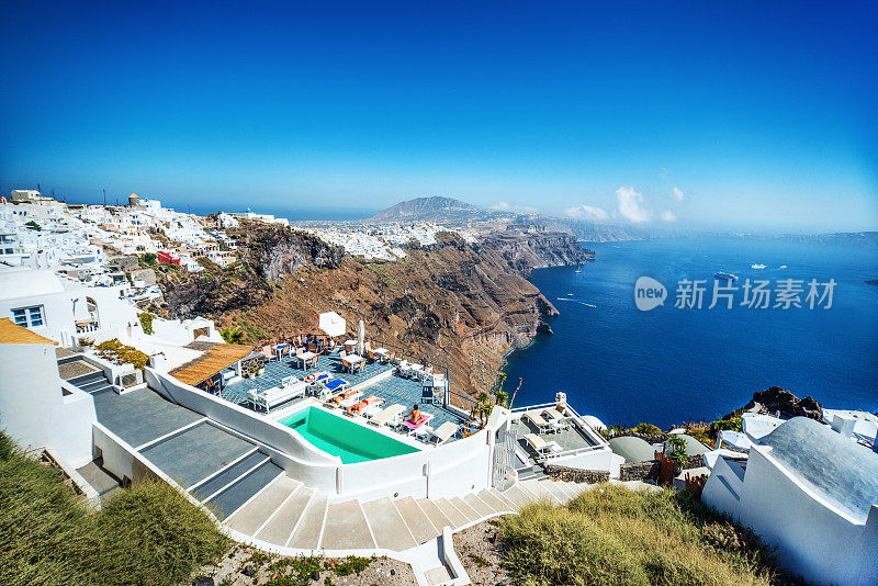 美丽的Caldera和爱琴海，Fira, Imerovigli, Santorini